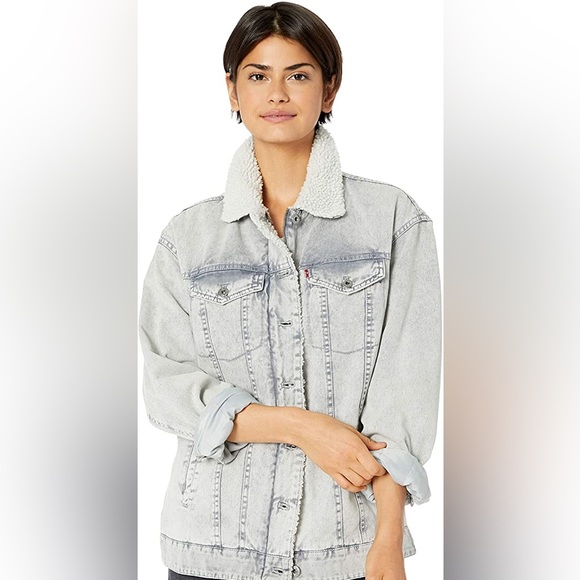 Levi's Washed Cotton Sherpa Trucker Jacket - Picture 15 of 15